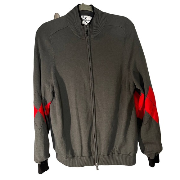 Brooks Brothers ProSport Sweater Merino Wool Lined Full Zip Argyle SZ L - Picture 1 of 7